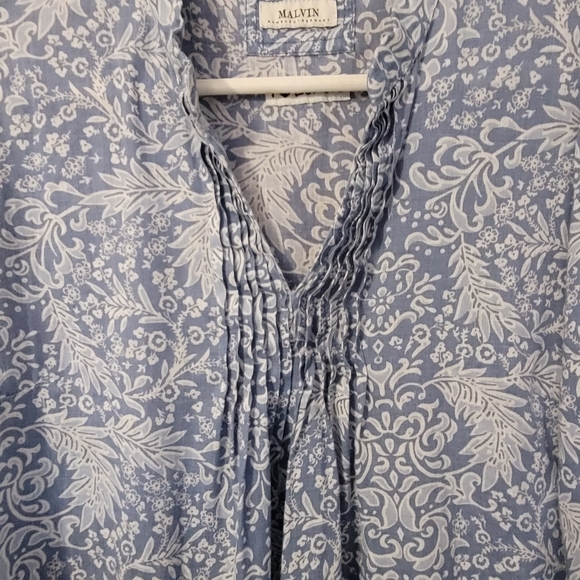 Malvin Hamburg Germany I Love Linen Womens  XL 100% Linen Top Blue White - Picture 3 of 8